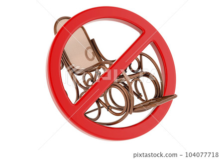 Rocking chair with forbidden symbol, 3D rendering Rocking chair with forbidden symbol, 3D rendering 104077718