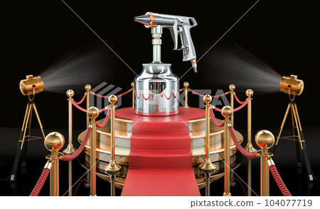 Podium with Portable Sand Blaster Gun, 3D rendering 104077719
