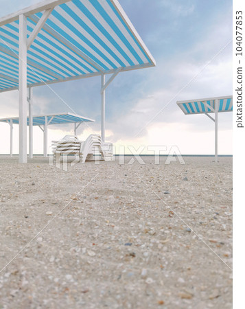 The Striped tent on an empty beach 104077853