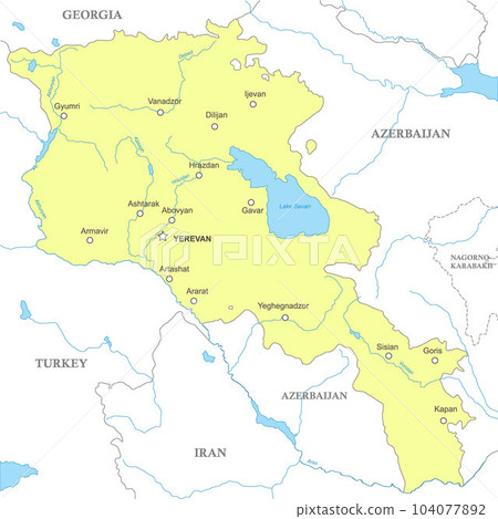 Political map of Armenia with national borders 104077892