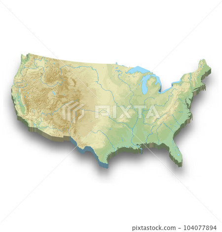 3d isometric relief map of United States 3d isometric relief map of United States 104077894