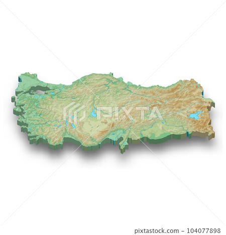 3d isometric relief map of Turkey 104077898
