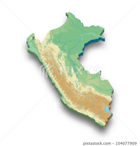 3d isometric relief map of Peru 3d isometric relief map of Peru 104077909