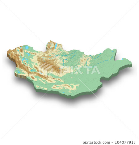 3d isometric relief map of Mongolia 3d isometric relief map of Mongolia 104077915