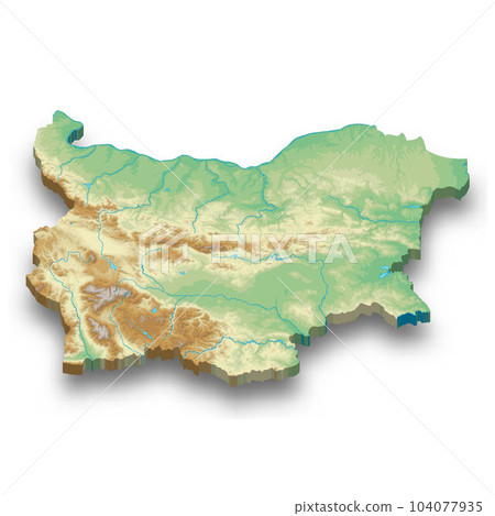 3d isometric relief map of Bulgaria 3d isometric relief map of Bulgaria 104077935