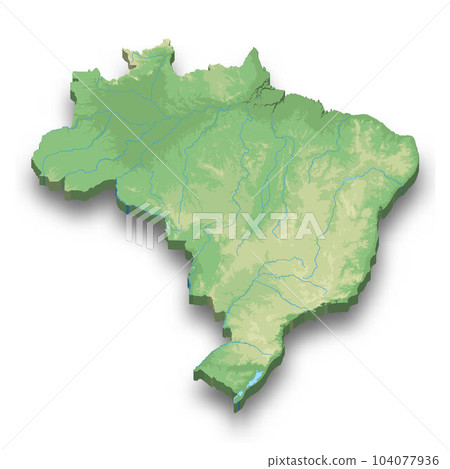 3d isometric relief map of Brazil 3d isometric relief map of Brazil 104077936