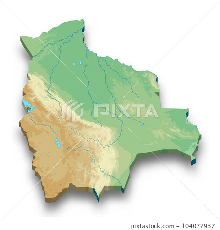 3d isometric relief map of Bolivia 3d isometric relief map of Bolivia 104077937