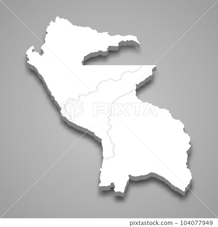 3d isometric map of Peru-Bolivian Confederation isolated with shadow 3d isometric map of Peru-Bolivian Confederation isolated with shadow 104077949