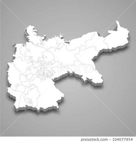 3d isometric map of German Empire isolated with shadow 3d isometric map of German Empire isolated with shadow 104077954