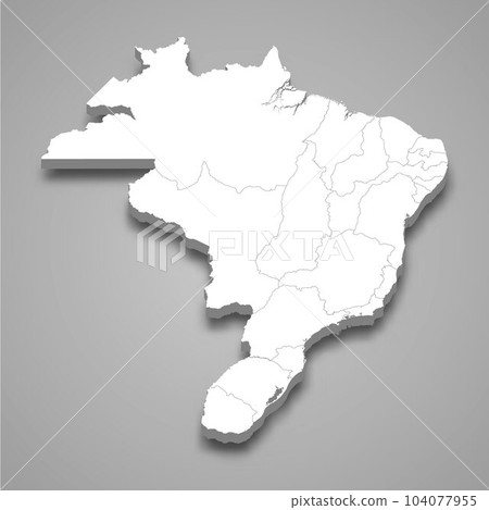 3d isometric map of Empire of Brazil isolated with shadow 104077955