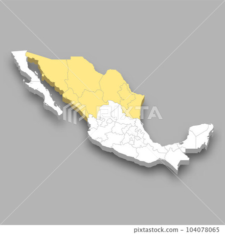 Northern Mexico region location within Mexico map 104078065