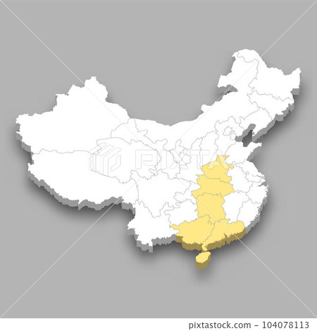 South Central region location within China map 104078113