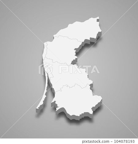 3d isometric map of Klaipeda county is a region of Lithuania 104078193
