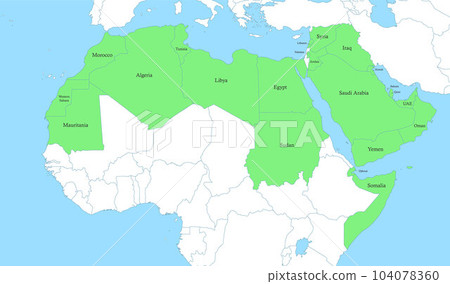 map of Arab World with borders of the states 104078360