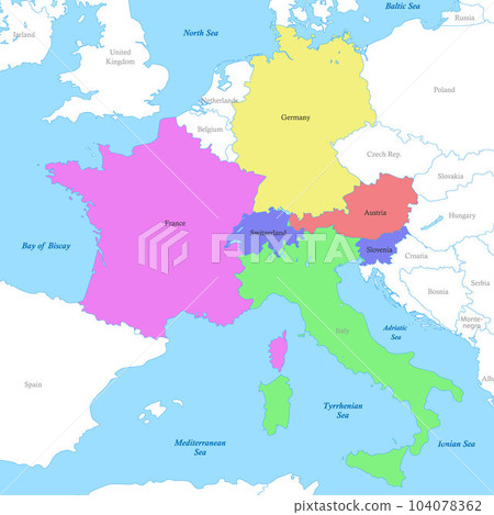 map of Alpine countries with borders of the countries. map of Alpine countries with borders of the countries. 104078362