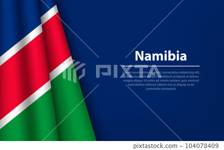 Wave flag of Namibia with copyspace background. Wave flag of Namibia with copyspace background. 104078409