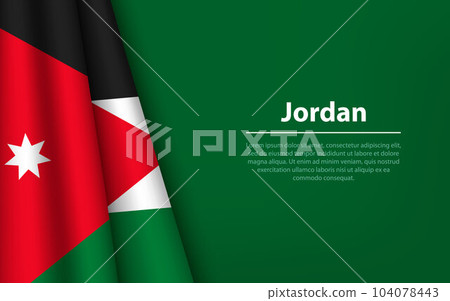 Wave flag of Jordan with copyspace background. Wave flag of Jordan with copyspace background. 104078443