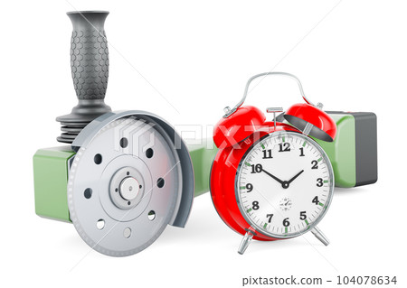 Side grinder with alarm clock, 3D rendering 104078634