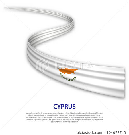 Waving ribbon or banner with flag of Cyprus 104078743