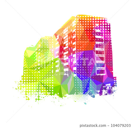 Abstraction colored city. Rainbow buildings. Vector illustration Abstraction colored city. Rainbow buildings. Vector illustration 104079203