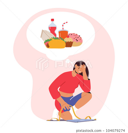 Female Character Struggling With Anorexia, Woman Battles With Distorted Body Image, Severe Weight Loss 104079274