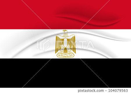 The national flag of Egypt with the effect of silk fabric. 3D illustration, vector The national flag of Egypt with the effect of silk fabric. 3D illustration, vector 104079563