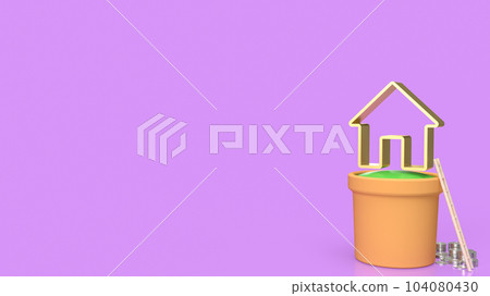 The home icon on plant for property or building business 3d rendering The home icon on plant for property or building business 3d rendering 104080430