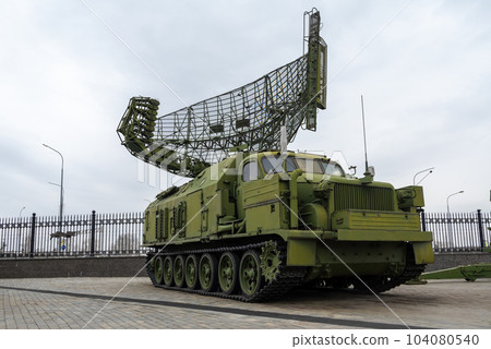 Russian military equipment against a gloomy sky 104080540