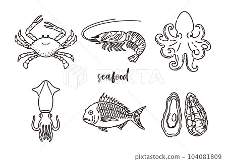 海鮮插圖集(畫線) 海鮮插圖集(畫線) 104081809