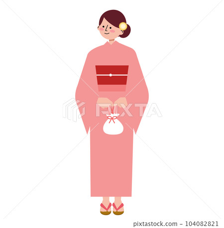 Illustration of a woman in a yukata Illustration of a woman in a yukata 104082821