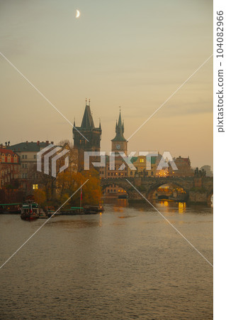 landscape with Vltava river and Charles Bridge landscape with Vltava river and Charles Bridge 104082966