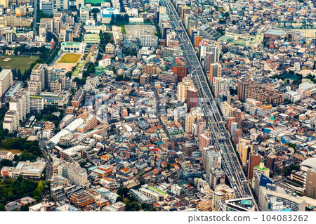 Aerial view of Minato, Tokyo, Japan 104083262