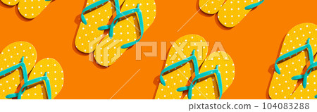 Summer concept with flip flops overhead view 104083288