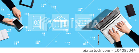Online banking concept with people working together 104083344