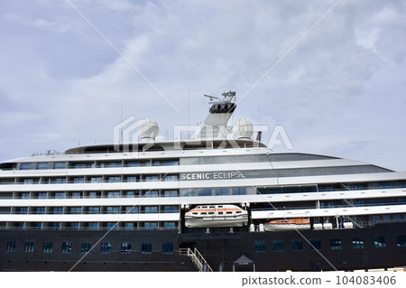 Luxurious cruise ship Scenic Eclipse moored at Sakaiminato Port Luxurious cruise ship Scenic Eclipse moored at Sakaiminato Port 104083406