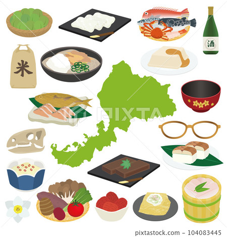 Fukui prefecture specialty illustration set 104083445