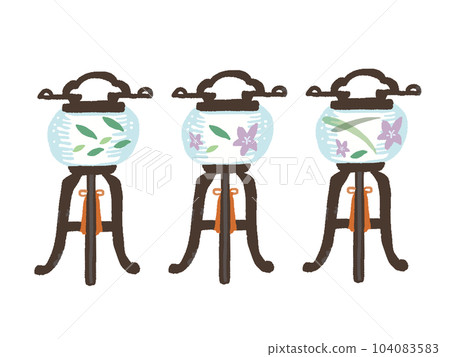 Obon Equinox Lantern Illustration Set Handwritten Watercolor Style 104083583