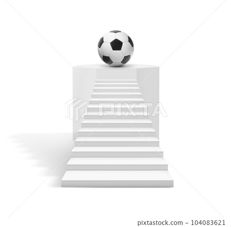 Soccer ball on stairway to success. Soccer game concept 104083621