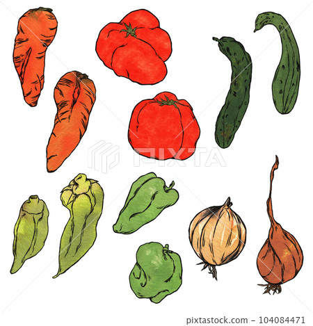 Irregular vegetables illustration material set 104084471