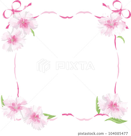Frame Nadesico Nadeshiko watercolor hand-painted plant botanical summer autumn frame frame decoration illustration material 104085477