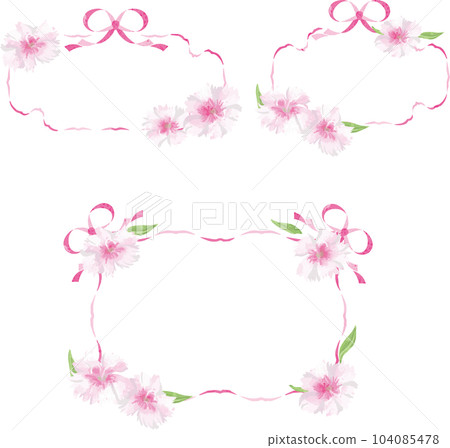 Frame Nadeshiko Nadeshiko Watercolor Hand-painted Plant Botanical Summer Autumn Frame Frame Decoration Illustration Material Set 104085478