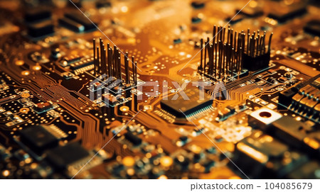 計算機芯片電路板特寫。內存 104085679