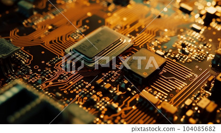 計算機芯片電路板特寫。內存 104085682