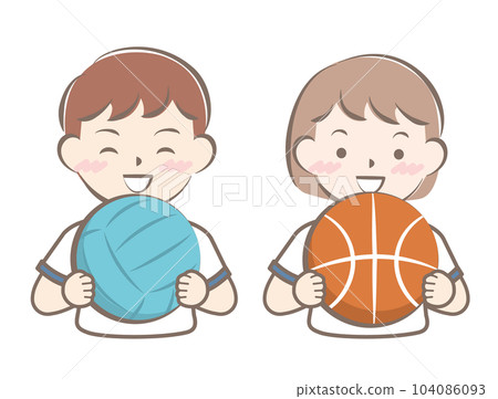Children with balls Basketball Dodgeball Children with balls Basketball Dodgeball 104086093