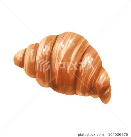 Hand drawn croissant isolated on white background. Food illustration isolated on white. Hand drawn croissant isolated on white background. Food illustration isolated on white. 104086576