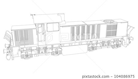 Locomotive. EPS10 format. Wire-frame Vector created of 3d 104086975