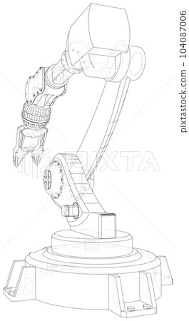 Robot hand wire-frame. Industrial robot manipulator. EPS10 format 104087006