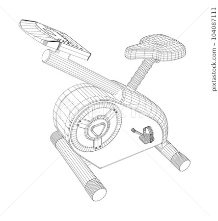 Bicycle fitness. Wire-frame Outline Drawing Motorbike. Vector created of 3d Bicycle fitness. Wire-frame Outline Drawing Motorbike. Vector created of 3d 104087111