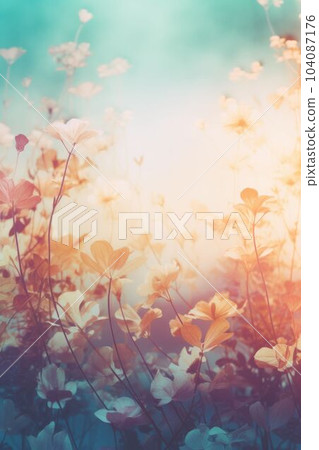 Field colorful blooming flower in pastel color for background Created with Generative AI technology. 104087176