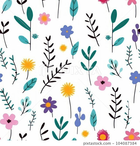 Floral seamless patterns design for paper, fabric, wallpaper Created with Generative AI technology. 104087384